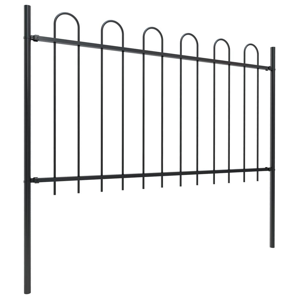 Vidaxl Valla de Jardín con Puntas de Aro de Acero Negro 1.7m