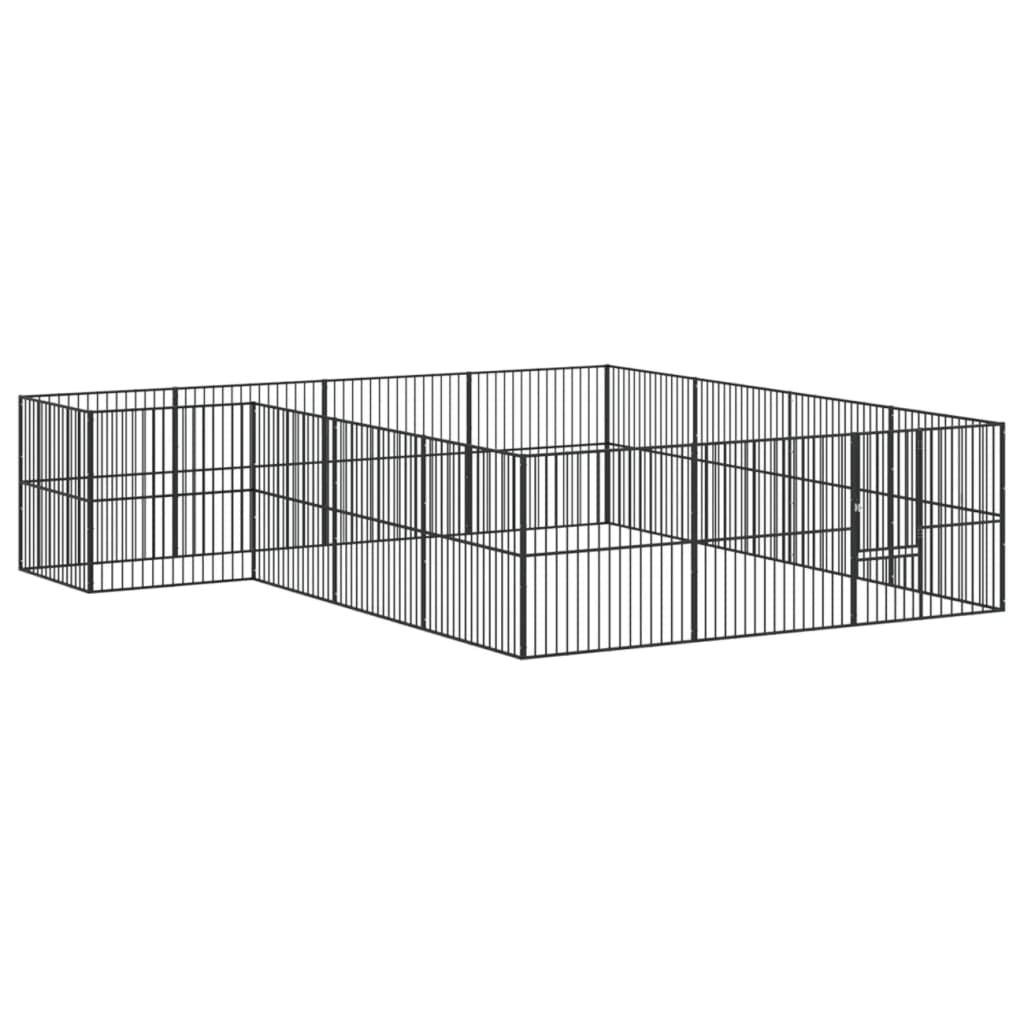 vidaXL Corralito para Perros con paneles Jaula Caseta Acero Galvanizado Negro Dimensiones 100x100x100 cm (4 paneles), 300x100x100 cm (8 paneles), 303x300x100 cm (12 paneles) y mas