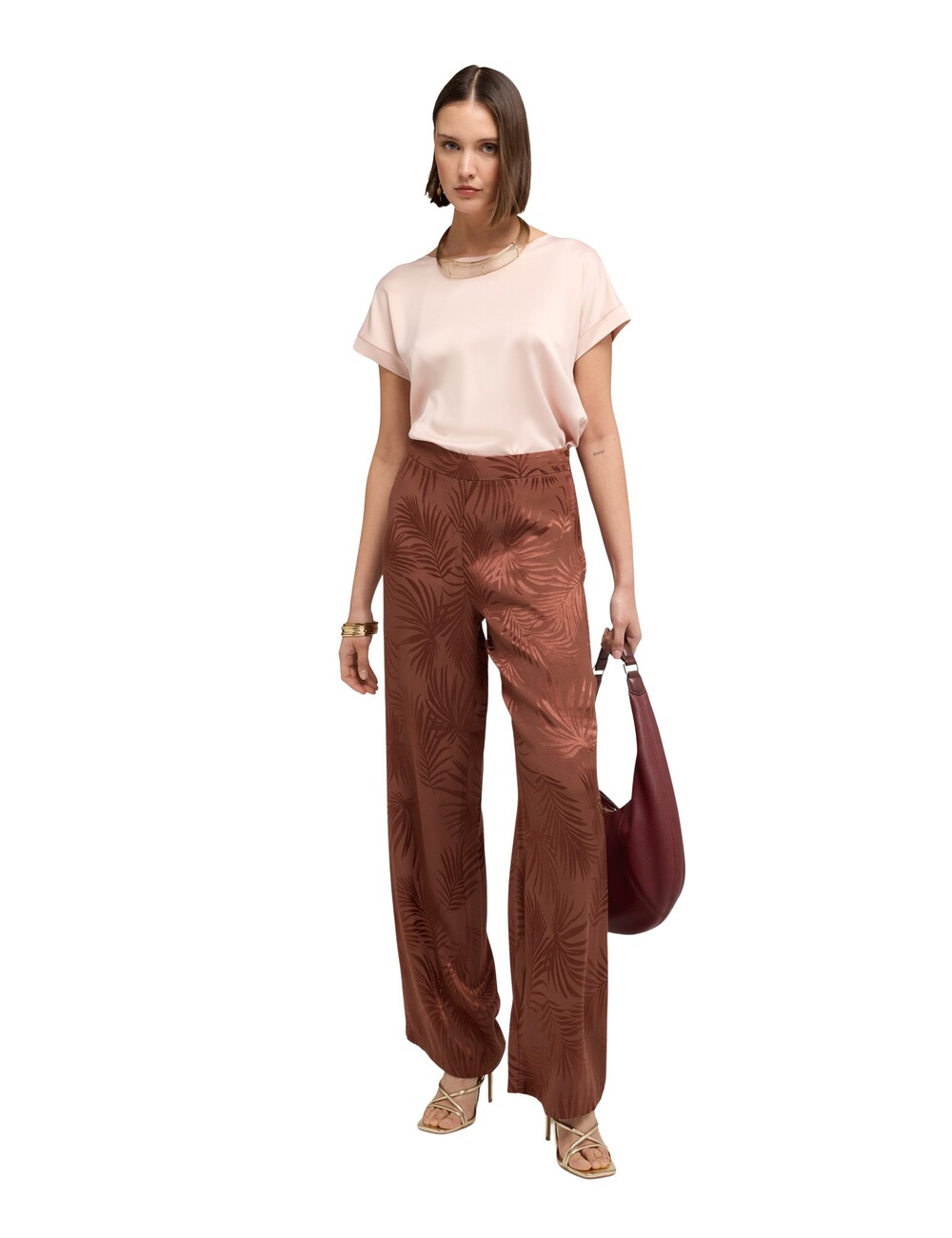 Motivi - Pantalones palazzo en raso jacquard