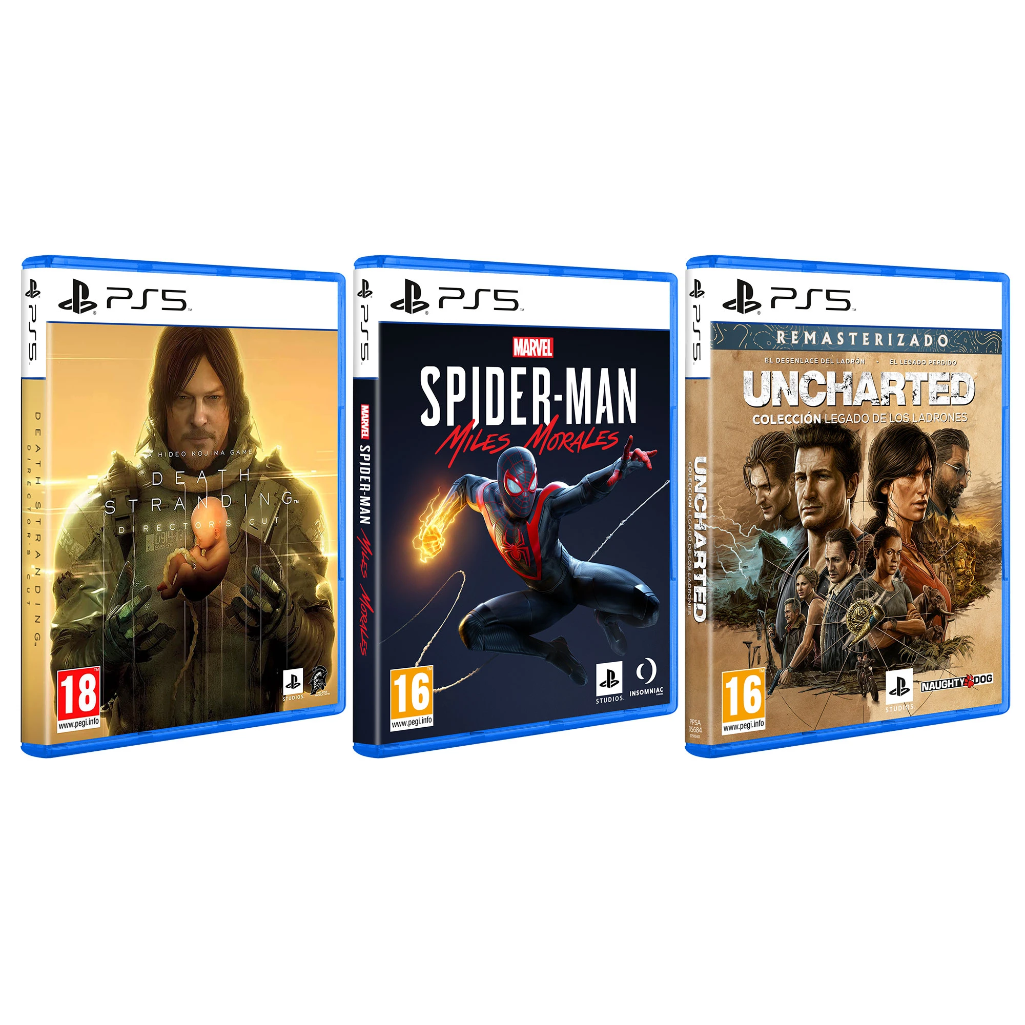 PACK DEATH STRANDING DIRECTOR CUT+ SPIDERMAN M. MORALES+UNCHARTED: COL.LEGADO DE LOS LADRONES PS5