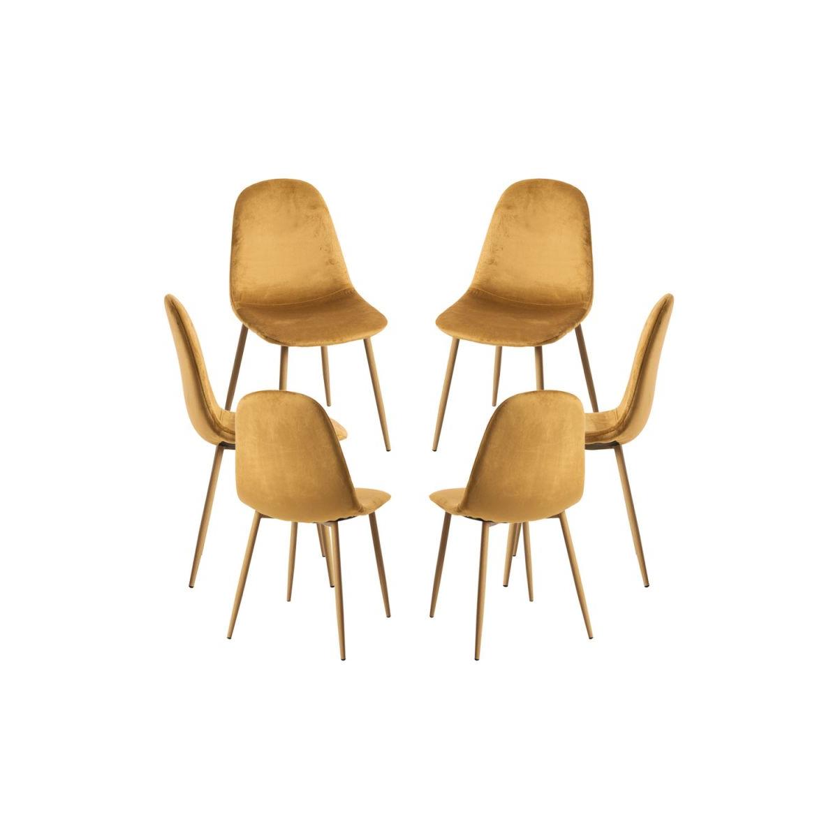 Regalos Miguel - Packs Sillas Comedor - Pack 6 Sillas Teok Terciopelo - Mostaza