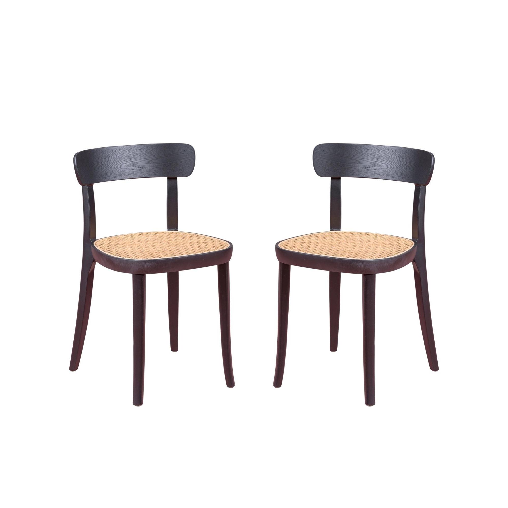 Nest Dream - Pack de 2 sillas de madera con asiento de ratán natural - Tours