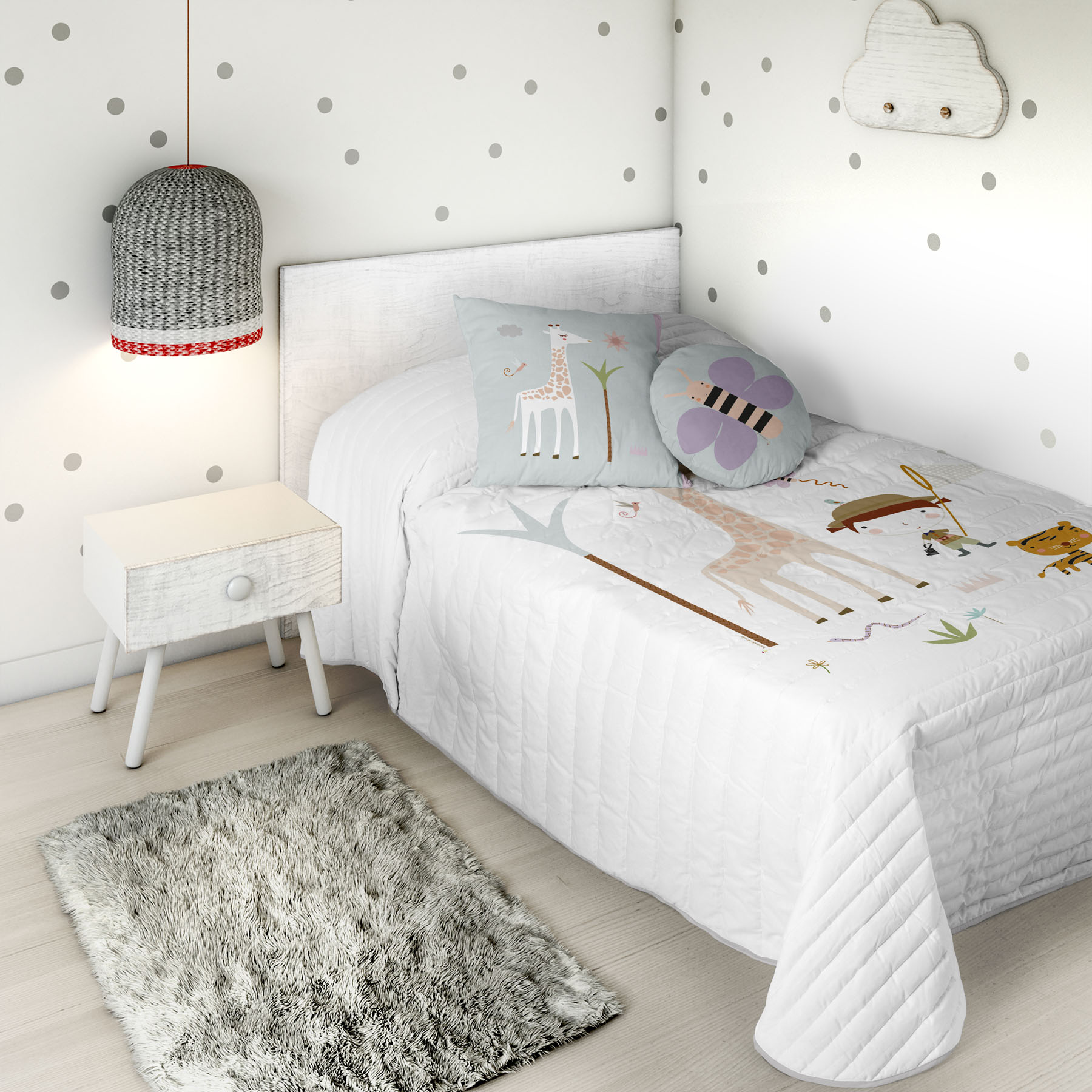 HACIENDO EL INDIO - Colcha Bouti Infantil Estampada 100% Algodón - Relleno 70 gramos -  Cubrecama Ligero Acolchado - Ideal para Primavera y Verano - Disponible para Cama 90/105 cm - Fabricada en España