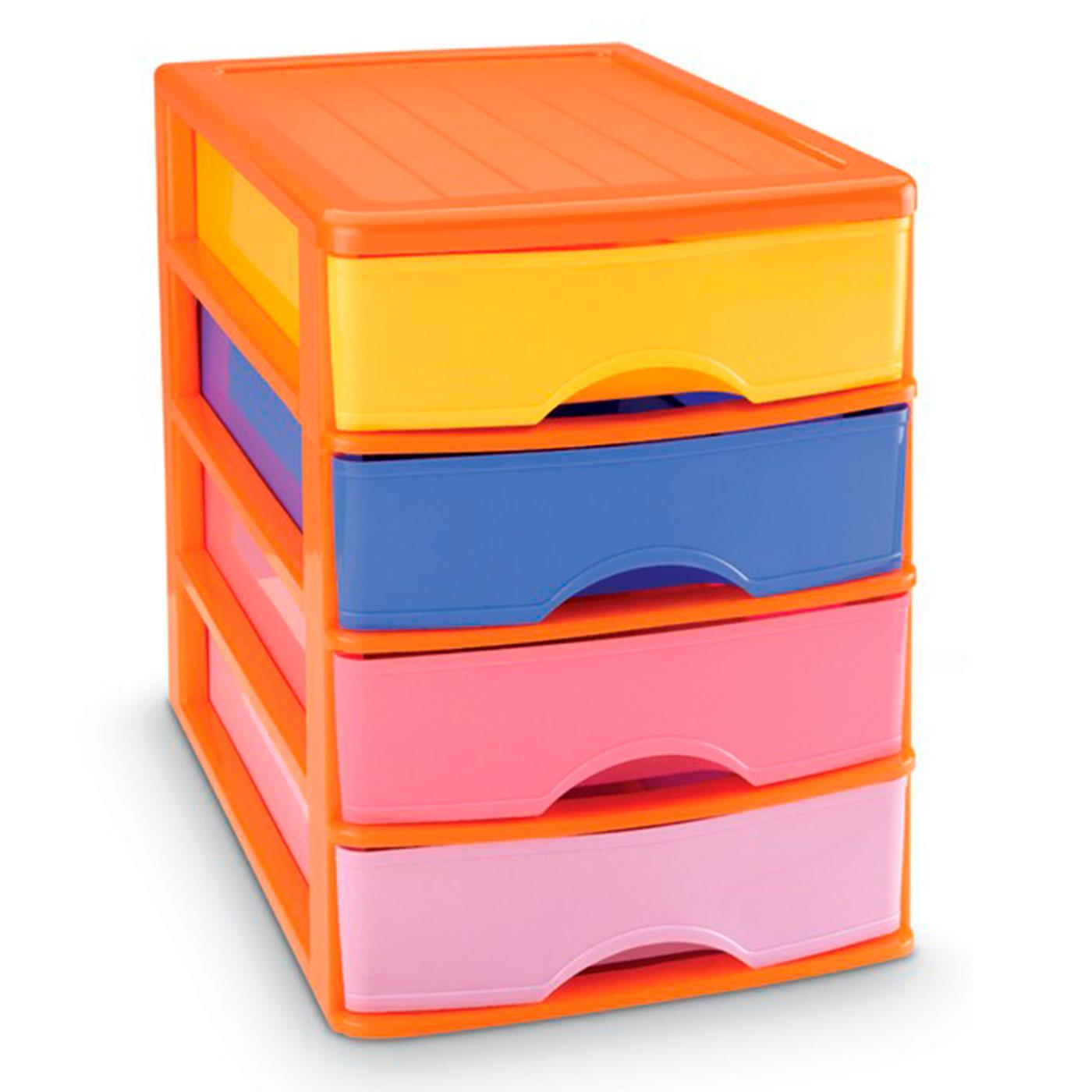 Tradineur - Cajonera Turia de plástico con 3 cajones multicolor, torre  almacenaje, sobremesa, escritorio, baño, oficina (Blanco