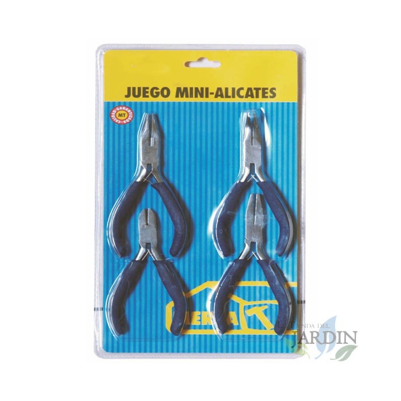 SUINGA Juego de Mini Alicates de Acero al Carbono con Mango Bimaterial y Bolsa 4 Piezas, herramienta compacta