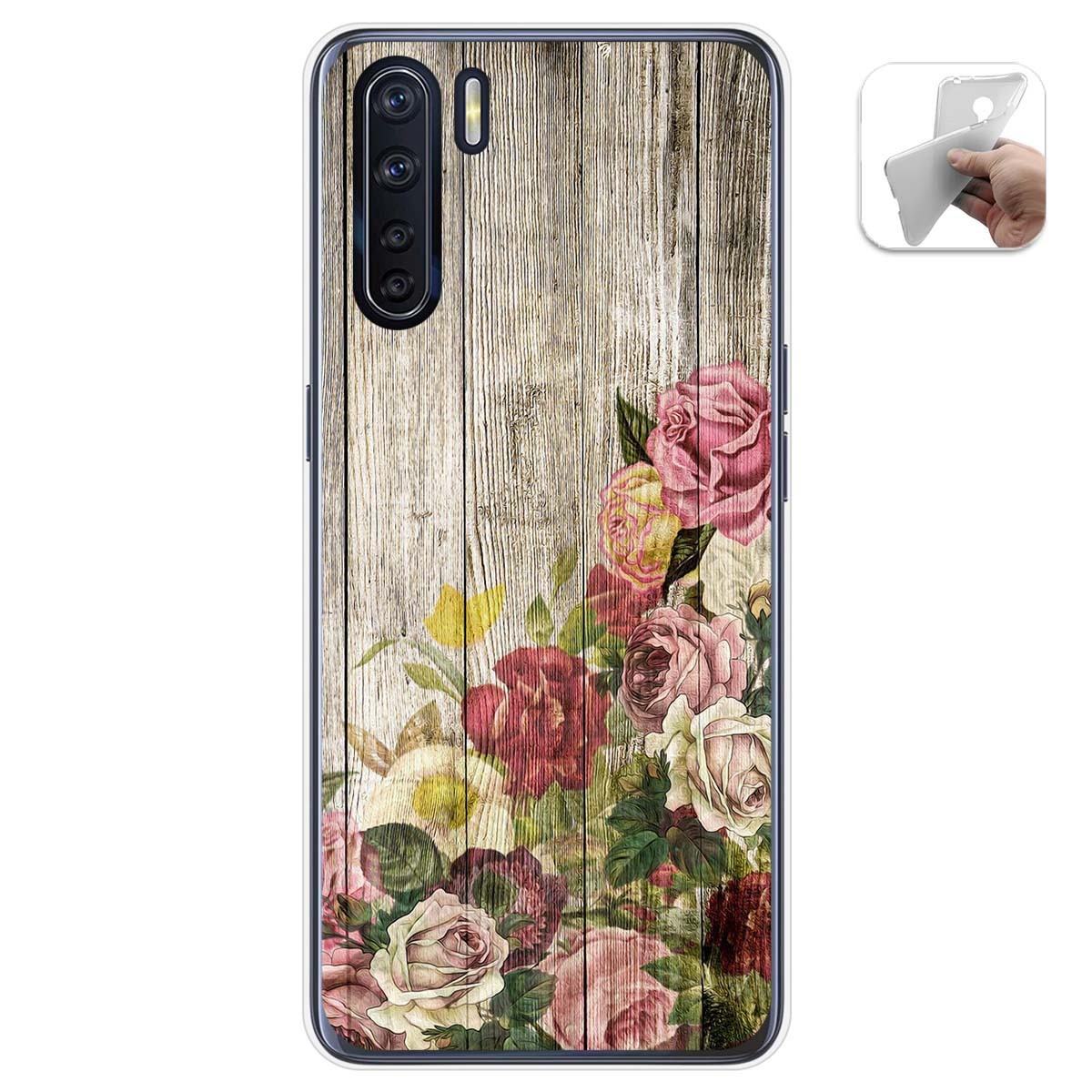 Tumundosmartphone Funda Gel Tpu para Oppo A91 diseño Madera 08 Dibujos