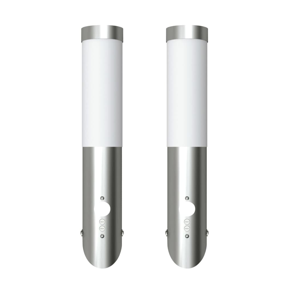 2 Apliques de exterior con detector de movimiento, acero inoxidable