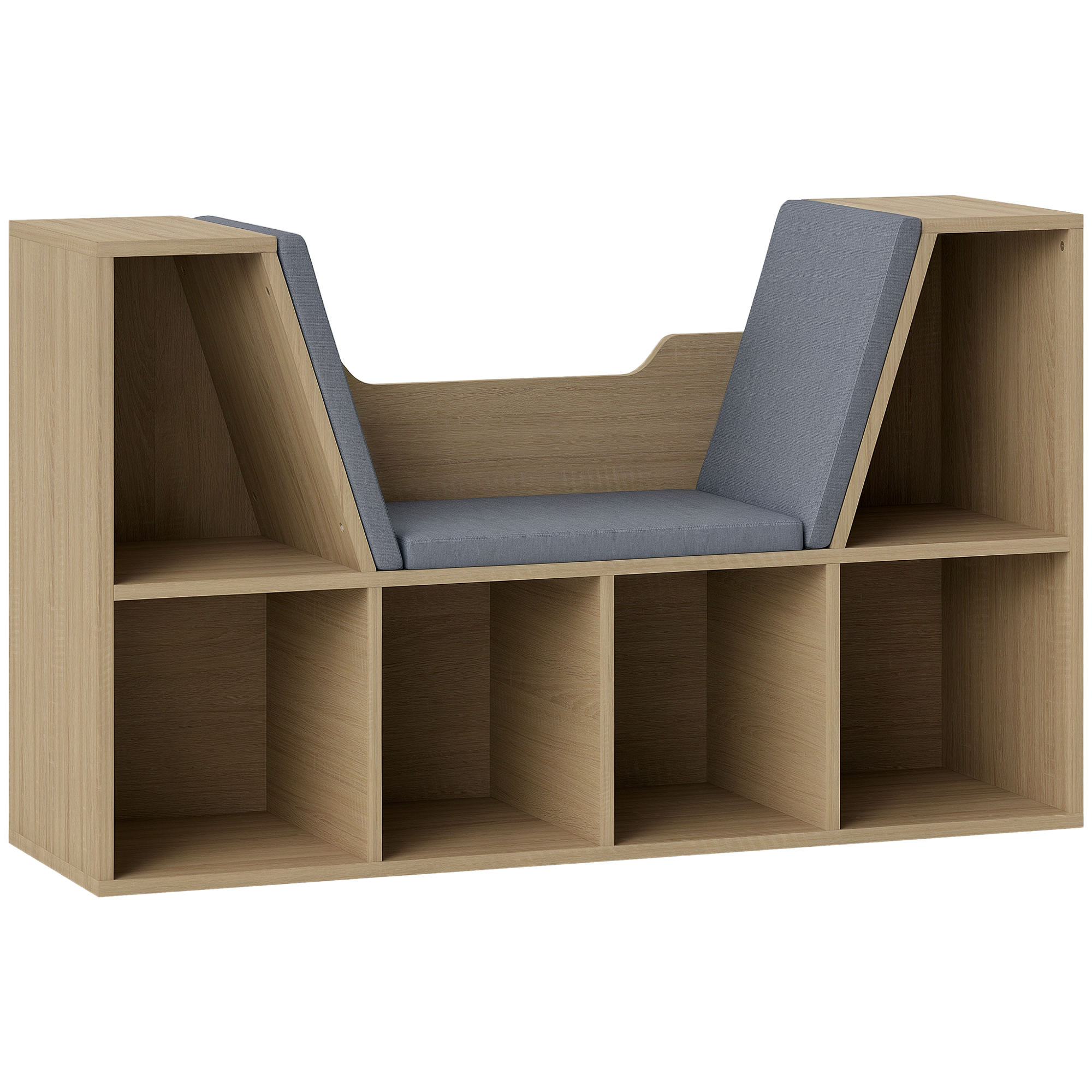HOMCOM Librería con Asiento, Estantería de Libros con 6 Cubos, Estantería Almacenamiento
