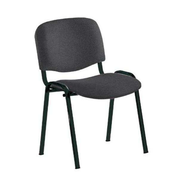Rocada Silla confidente Estructura Metalica tapizada en Tela ignifuga Negra 57x81x48 cm