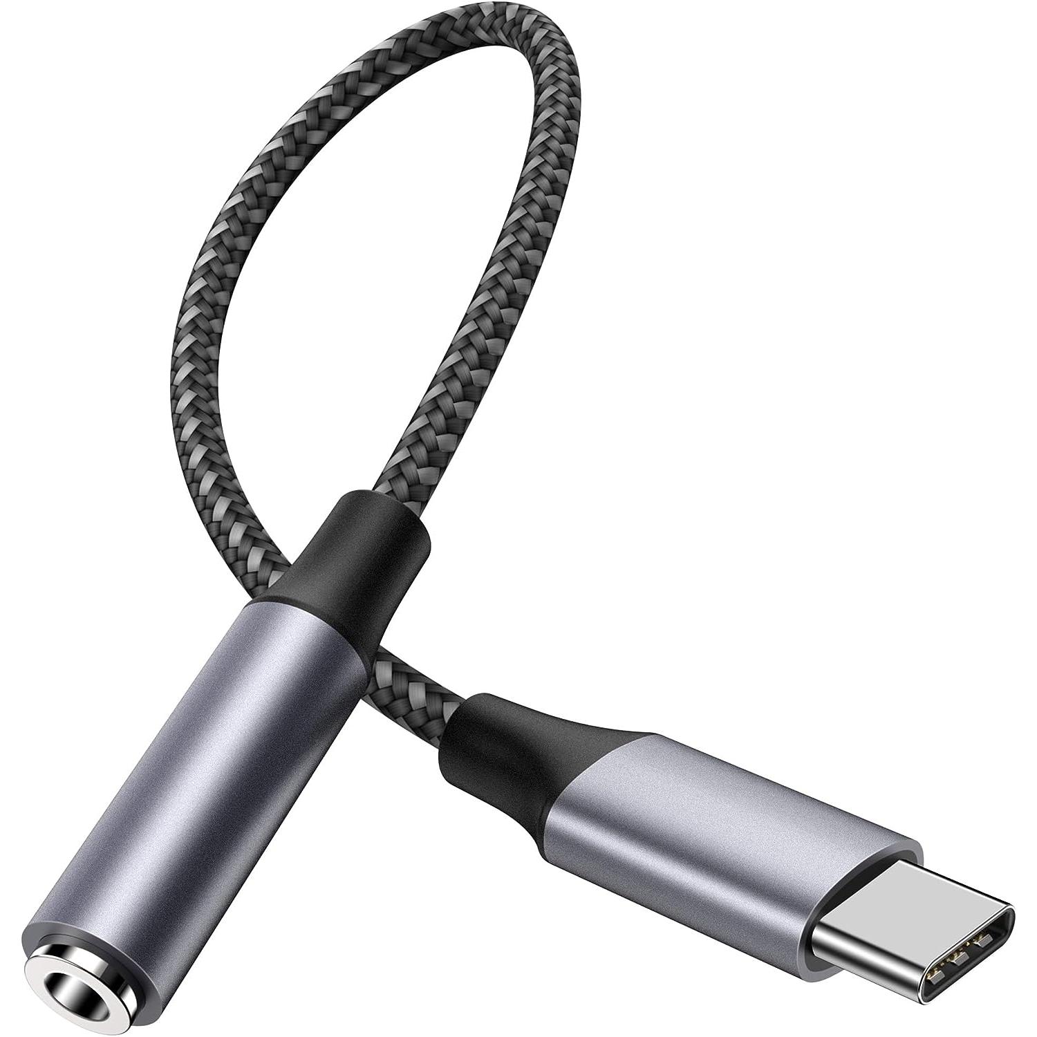 SOOMFON Adaptador USB C a Jack 3.5mm 2-en-1 Adaptador Auriculares