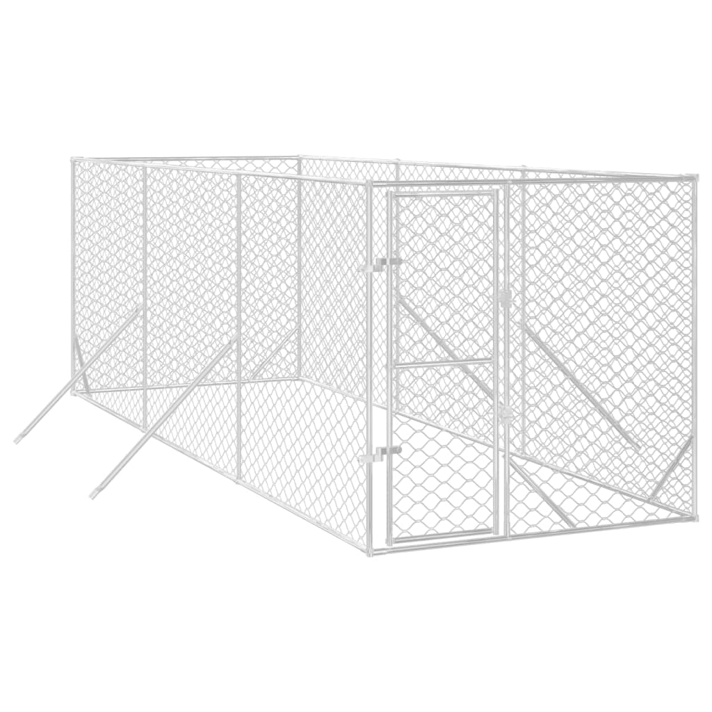 vidaXL Perrera de Exterior Jaula Caseta para Perros Acero Galvanizado Plateado Dimensiones 2 x 2 x 2 m,  2 x 6 x 2 m,  4 x 4 x 2 m y mas