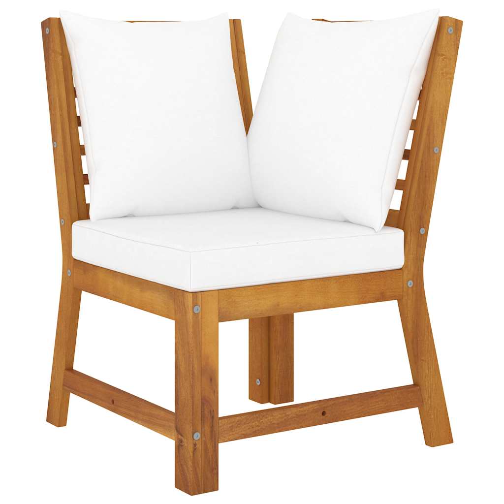 vidaXL Sofá de esquina seccional madera maciza acacia y cojines crema