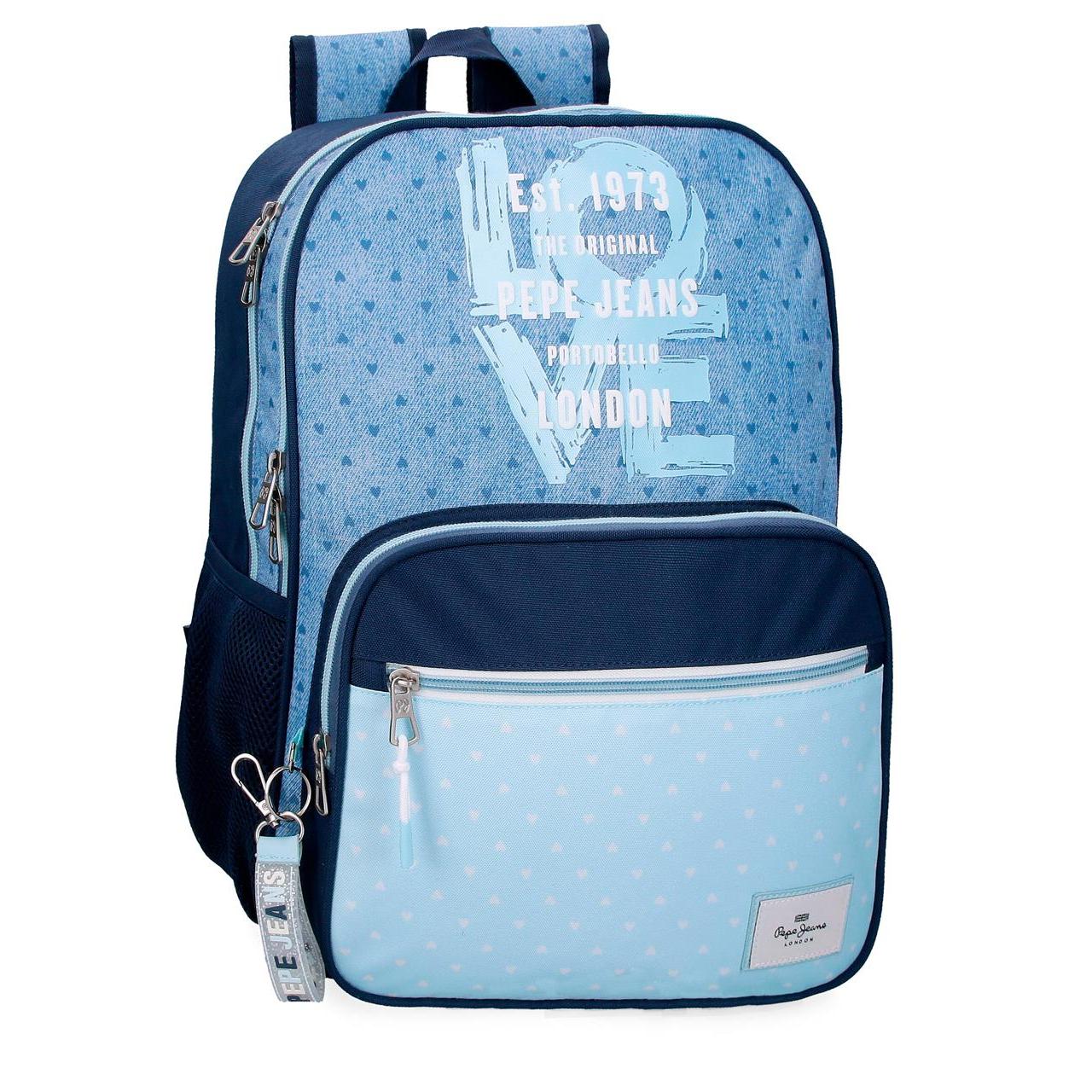 Mochila escolar adaptable Pepe Jeans Noni Denim 40cm Azul claro