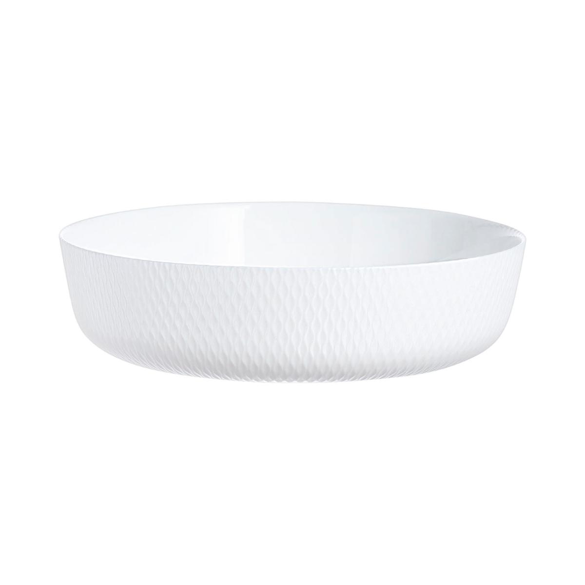 Luminarc Fuente Horno Opal 26CM Blanco Con Relieve Fabricado en Francia Fácil de Limpiar Apilable Apto Frigorífico