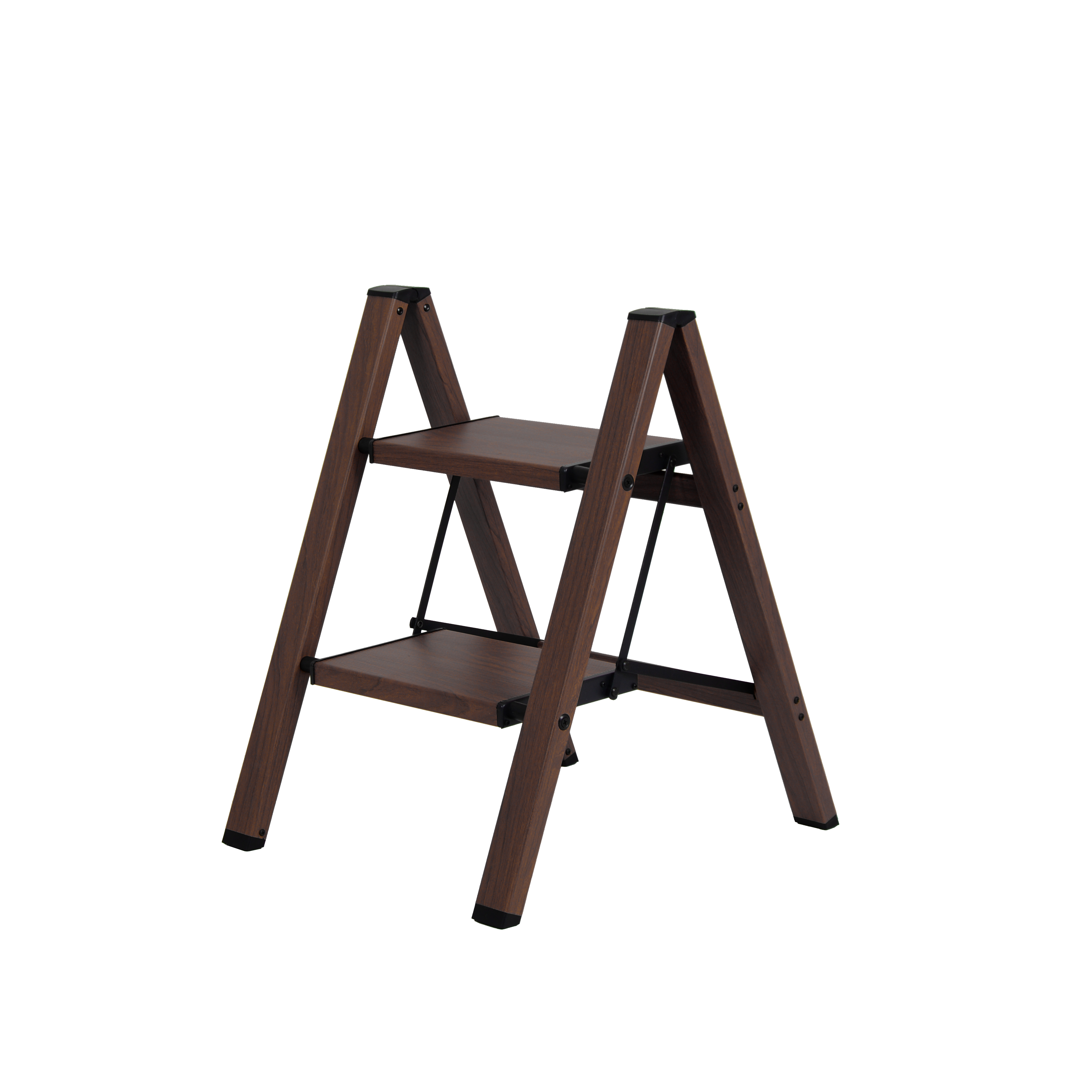Escalera ZOE - Escalera domestica de aluminio sin mango. 2 peldaños (Café)