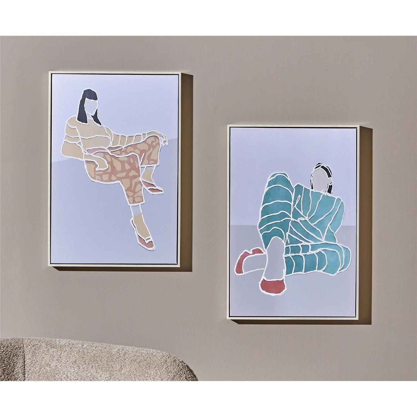 Cuadro abst. siluetas mujer perfilado oleo c/marco 42x62 cms. s/2 42x62x4 cms. El mejor complemento para tu hogar.