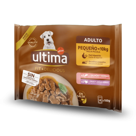 Ultima Mini Adult Fit And Delicious Pack Salmón Y Pavo Para Perros 400 Gr