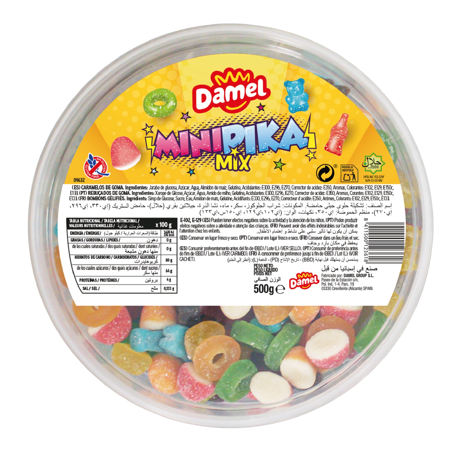 Golosinas Mix - 500 gramos - MiniPika Mix Damel - Surtido de Gominolas Acidas con Pica Pica - Damel