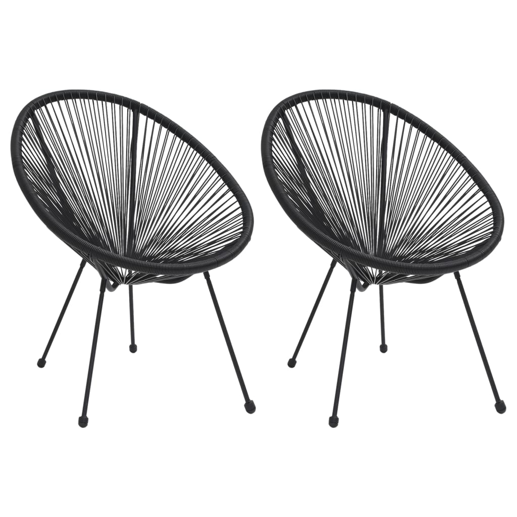 vidaXL Sillas de jardín Moon 2 unidades ratán negro