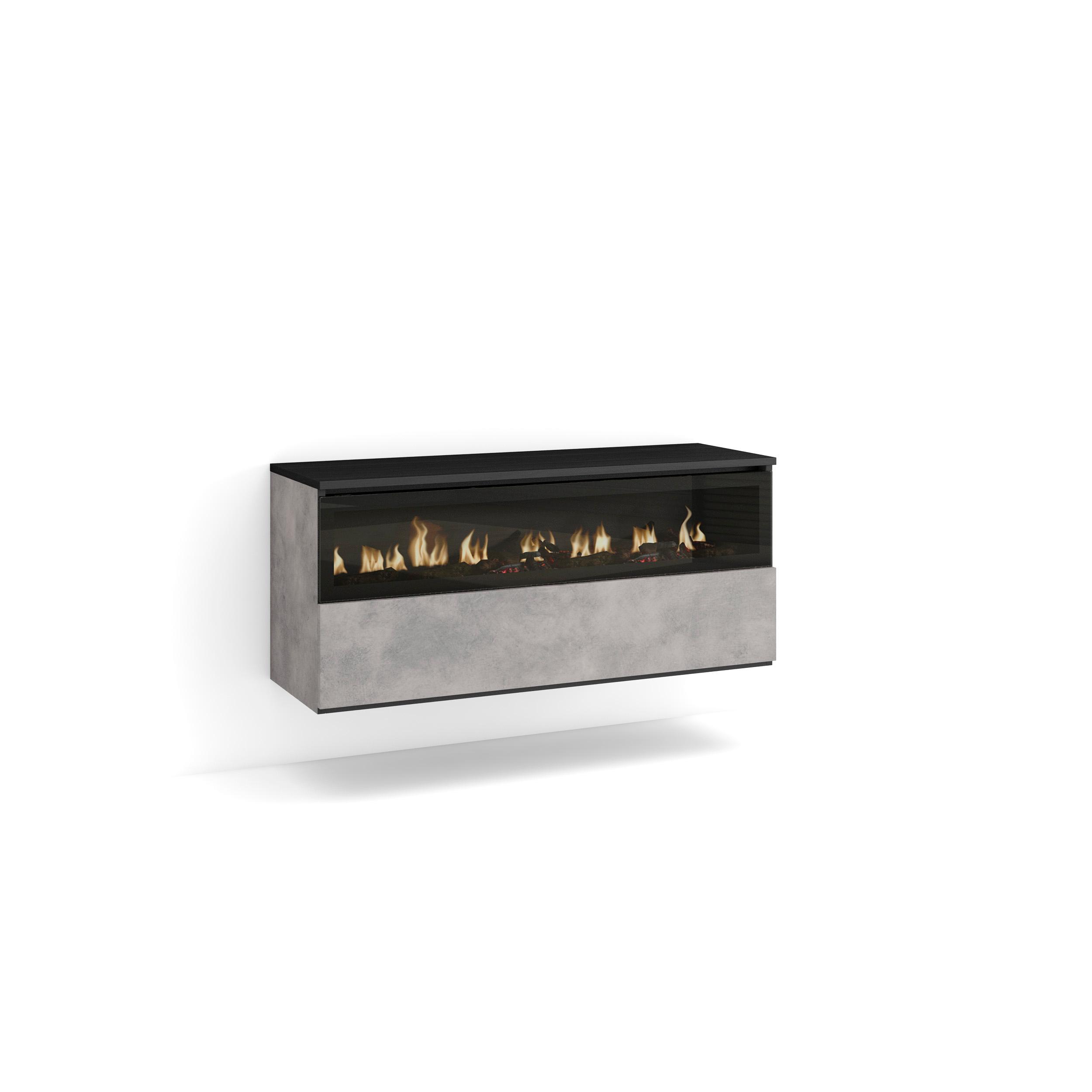 Skraut Home - Chimenea eléctrica LED efecto 3d - Sin Calor - 102x45x35cm - 1 Hueco, 1 Puerta - Colgado, Suspendido