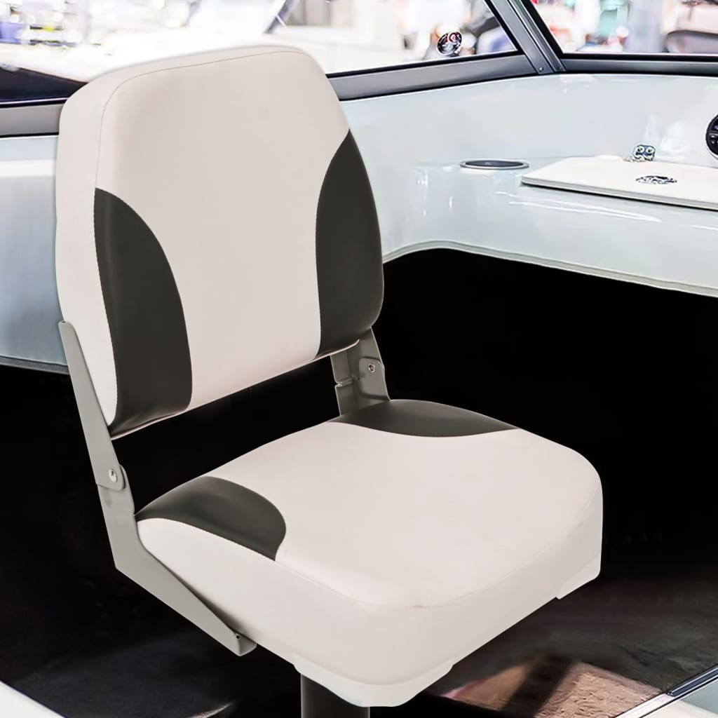 vidaXL Asiento de barco con pedestal altura ajustable 360° giratorio Color Blanco y azul, Blanco y negro, y mas
