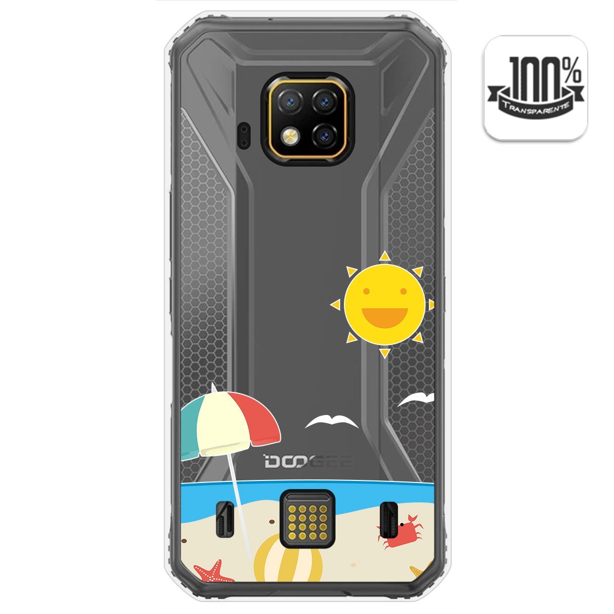 Tumundosmartphone Funda Gel Transparente para Doogee S95 Pro diseño Playa Dibujos