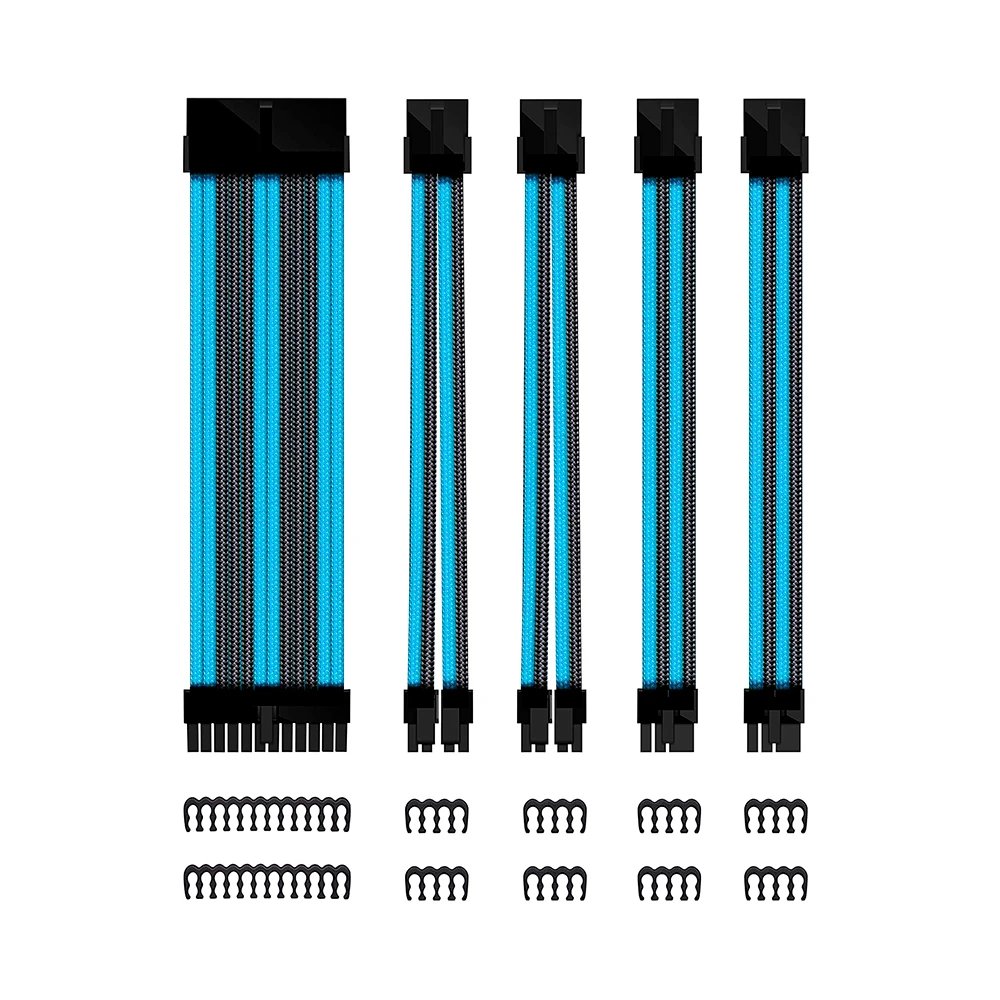 Phoenix - Cables de alimentación PHECABLE-BB para PC con conectores ATX 24 pines, EPS 4+4 pines y GPU 6+2 pines, longitud 30 cm, conductores 18 AWG, compatibles con fuentes ATX