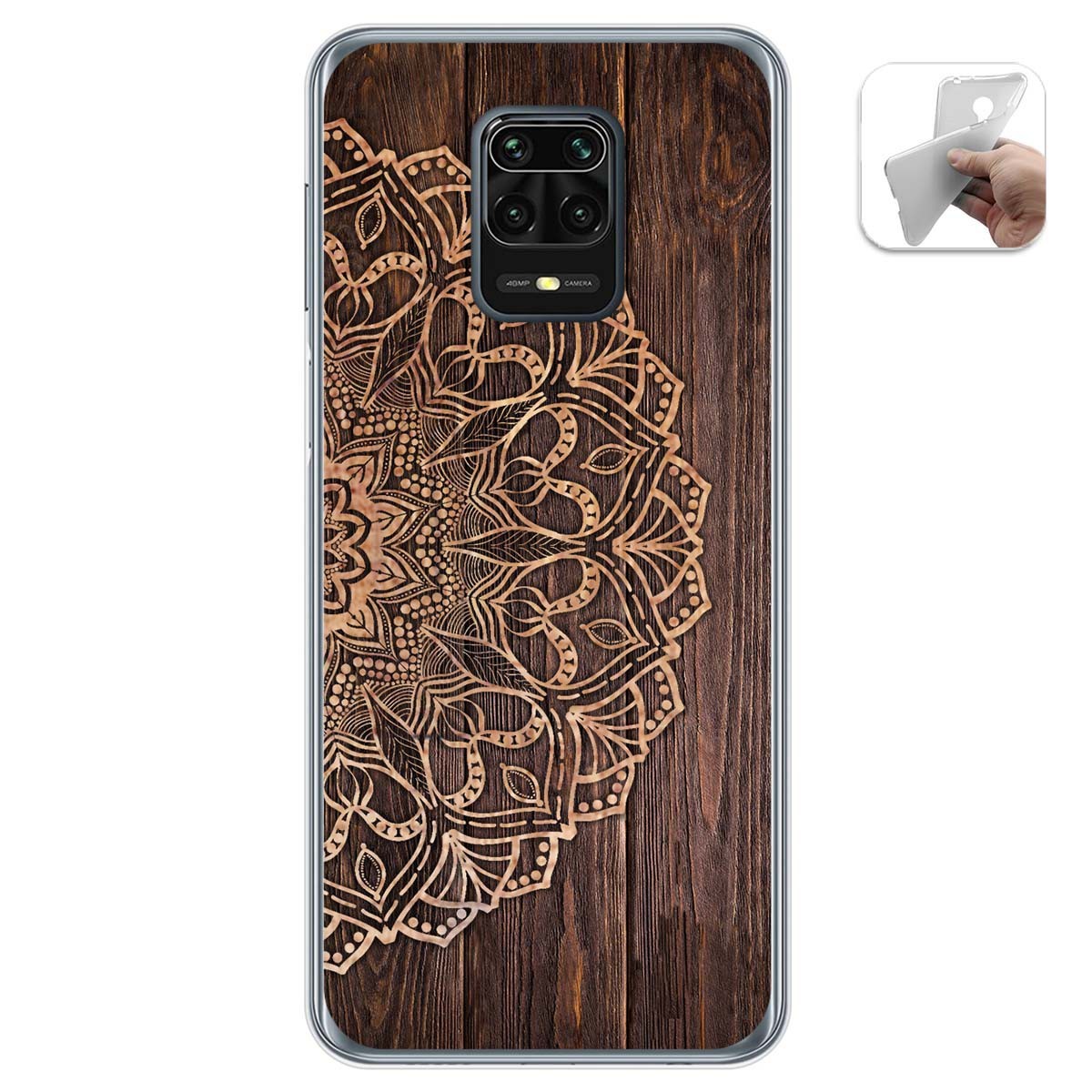Tumundosmartphone Funda Gel Tpu para Xiaomi Redmi Note 9S / Note 9 Pro diseño Madera 06 Dibujos