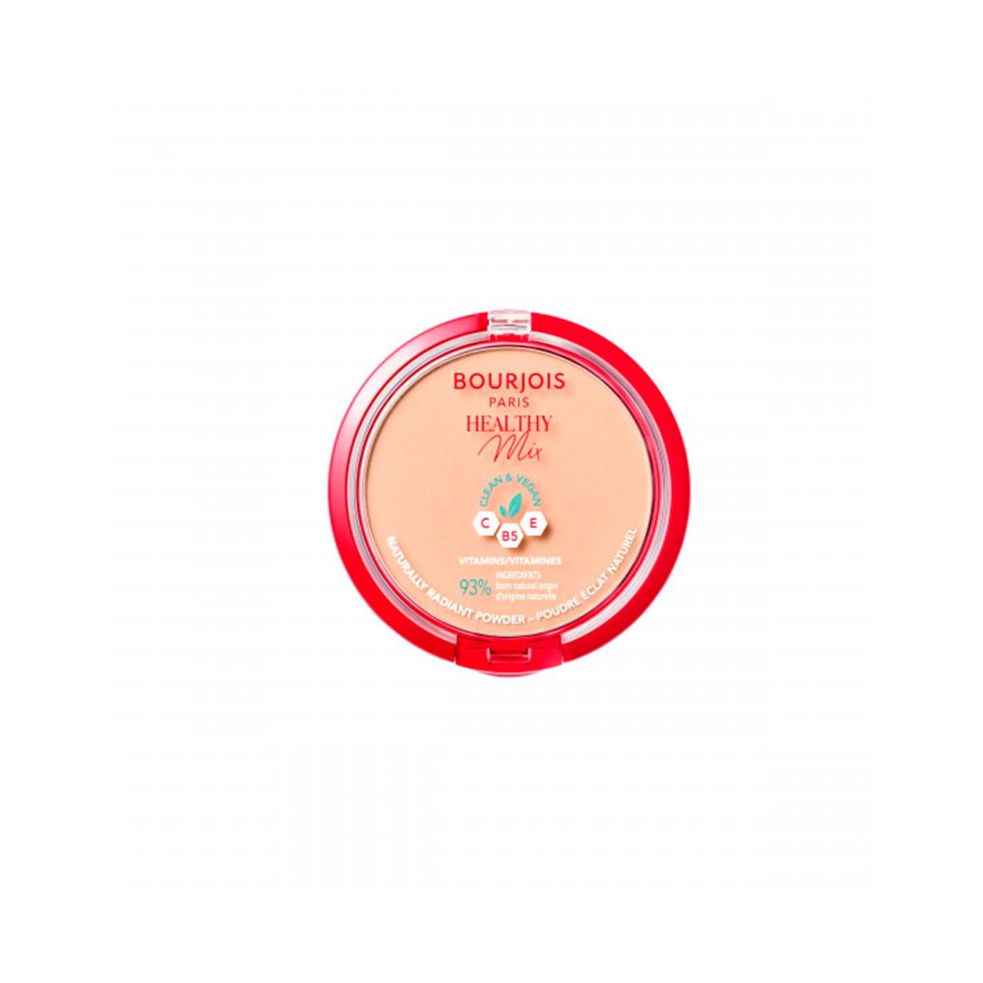 Bourjois - Polvo Compacto Healthy Mix para maquillaje mujer, matificante y difuminador de imperfecciones, ideal para piel grasa o mixta, con acabado luminoso y efecto antifatiga