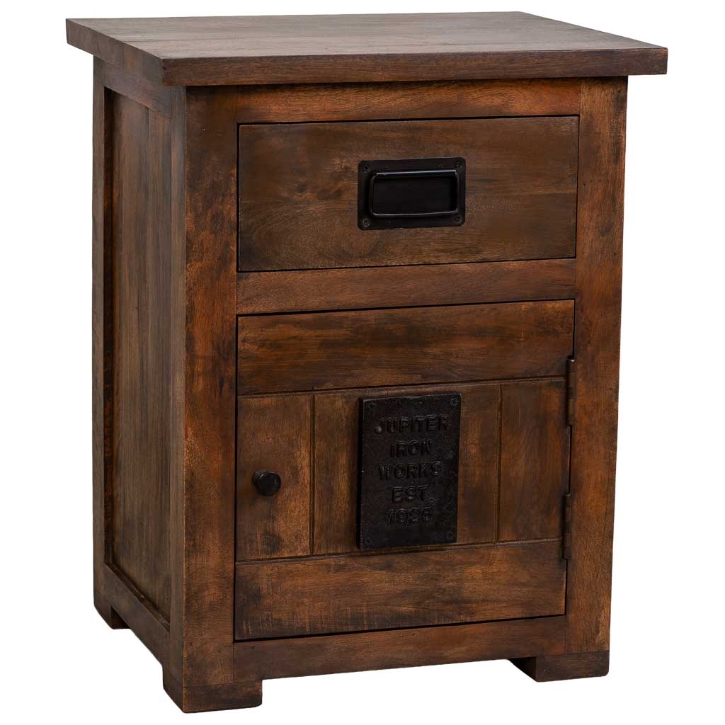 Wonderlust Deco - Mesita de madera artesanal marrón 51x40x64h cm Marrón 51x40x64h cm