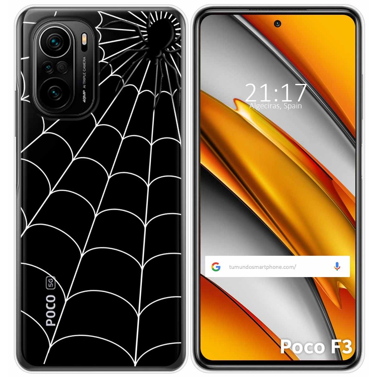 Tumundosmartphone Funda Gel Transparente para Xiaomi POCO F3 5G / Mi 11i 5G diseño Araña Dibujos