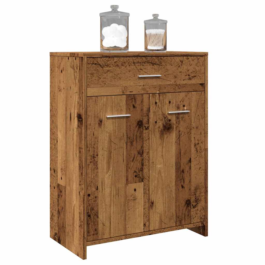 vidaXL Armario de baño madera contrachapada 60x33x80 cm en color Blanco/Madera antigua/Marrón roble y más | almacenamiento funcional diseño moderno para baño dormitorio sala