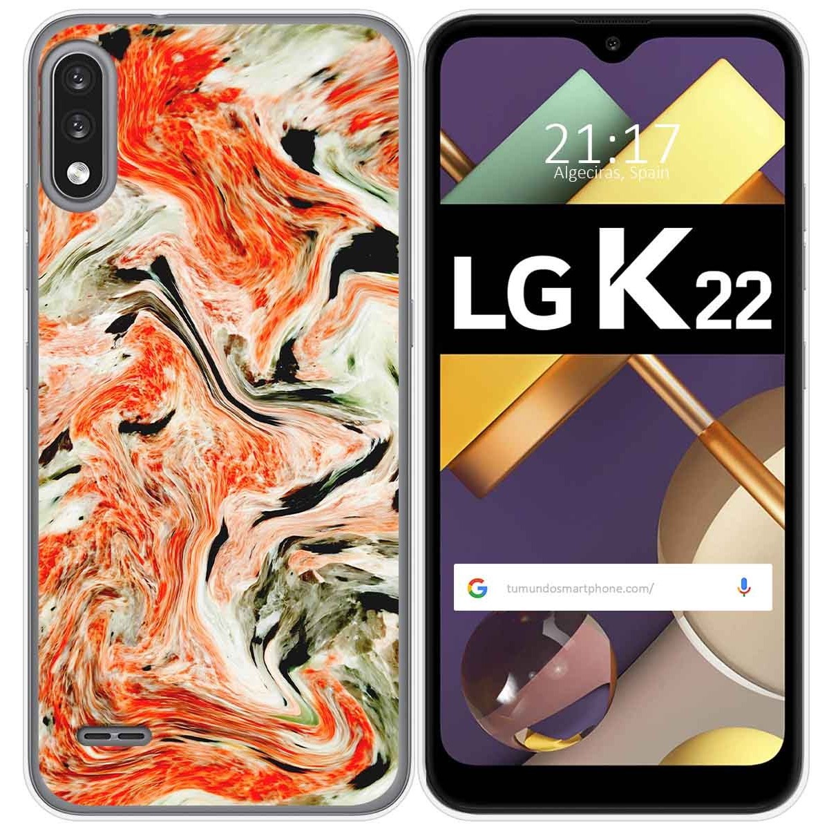 Tumundosmartphone Funda Gel Tpu para Lg K22 diseño Mármol 12 Dibujos