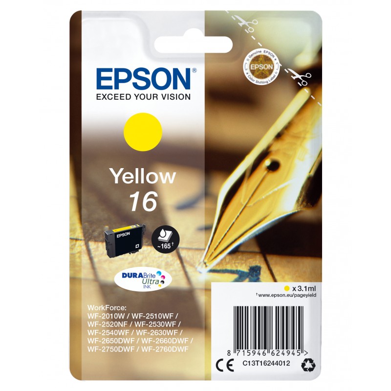 Epson - Pen and crossword Singlepack Yellow 16 DURABrite Ultra Ink - C13T16244022 C13T16244022