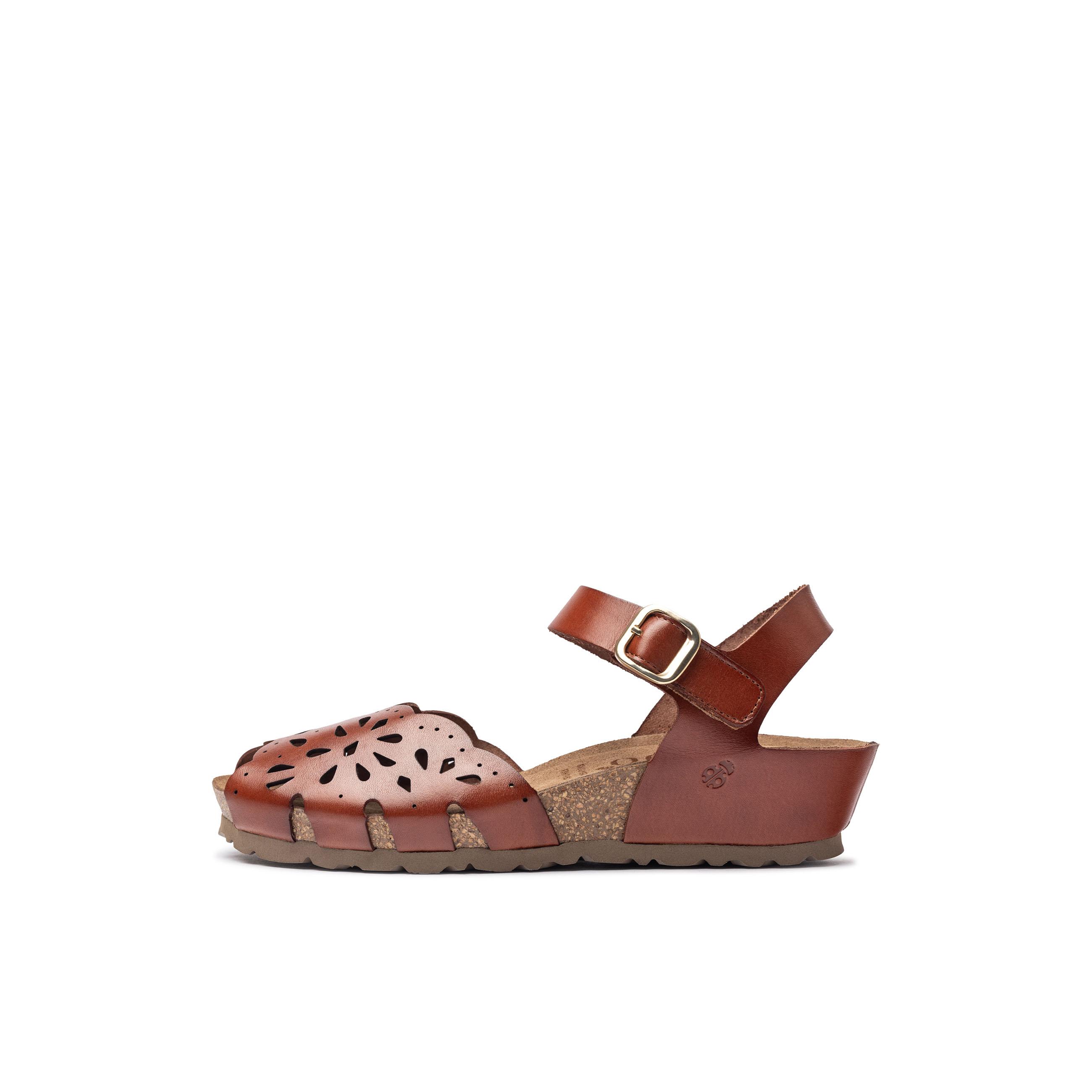 YOKONO Sandalia cuña MONACO-247 MARRON | Zapatos mujer Primavera-Verano | Piel vacuna  Vaquetilla | 3 CM