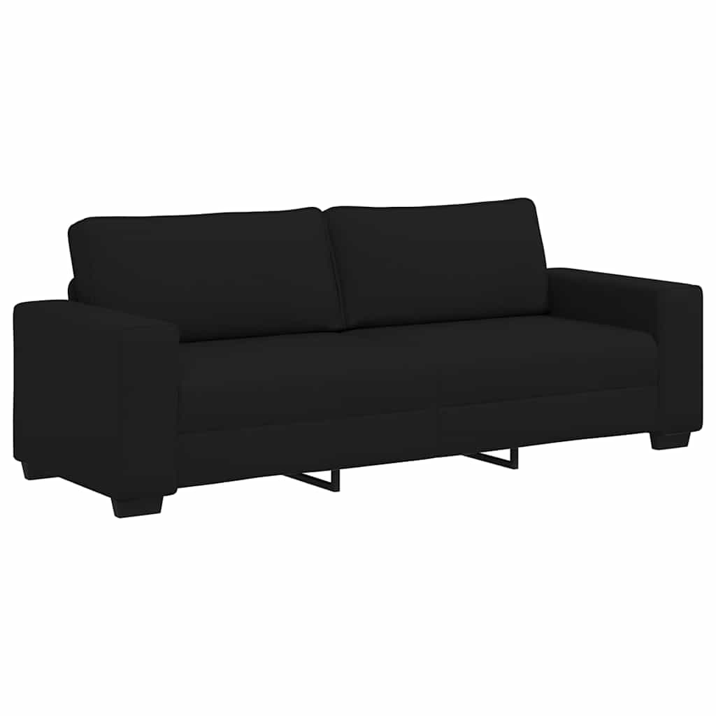 vidaXL Sofá 3 plazas Tela Negro 220x77x82 cm