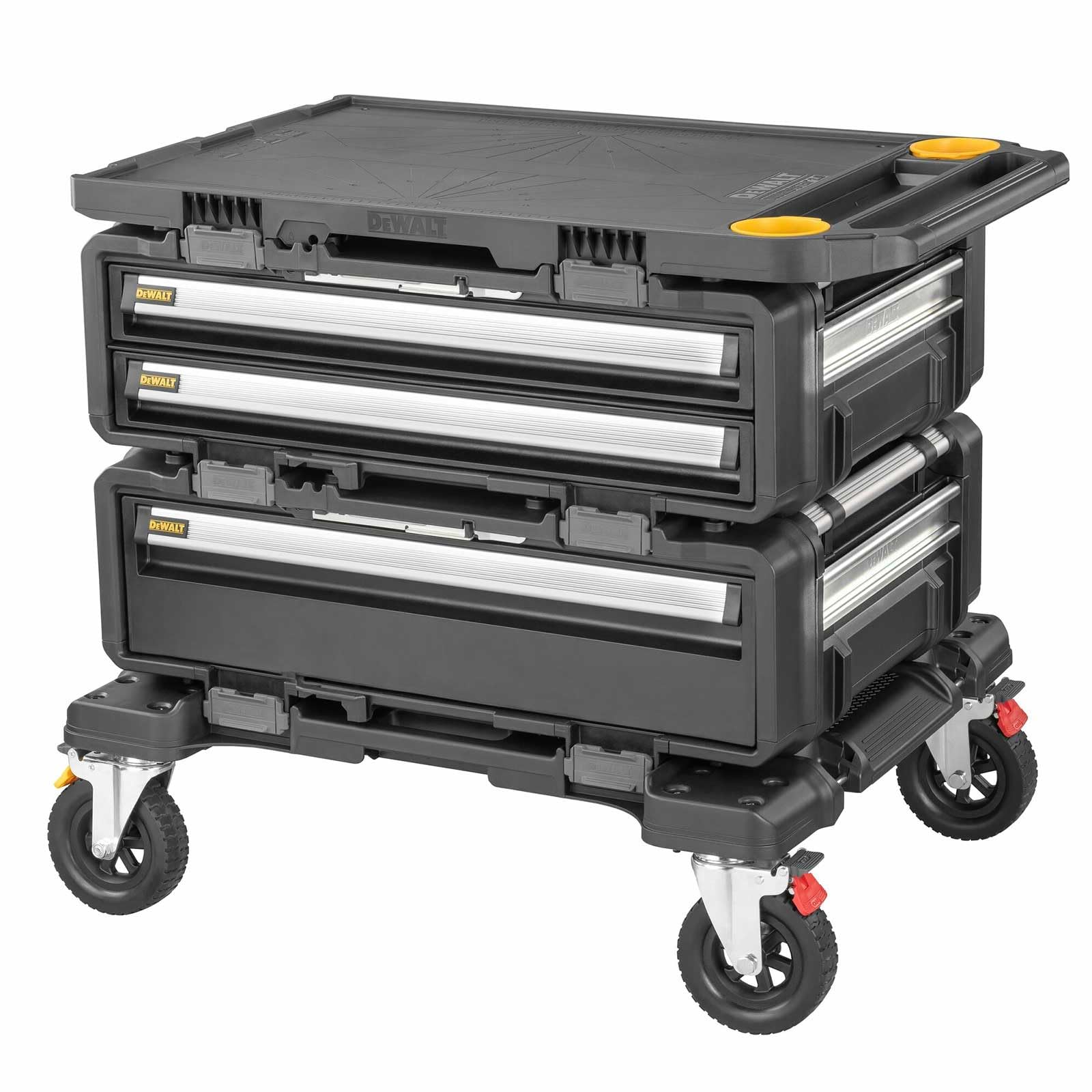 DeWALT ToughSystem DXL - Carro de herramientas (4 en 1, 2 cajas de herramientas, superficie de trabajo, ruedas de transporte DWST60520-1)