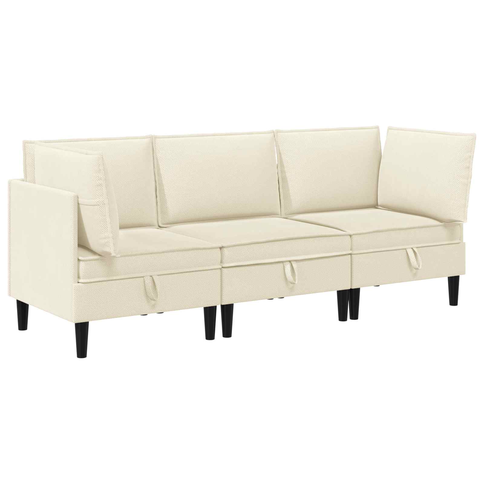 Juego de muebles de salón 3 pcs Crema Tela
