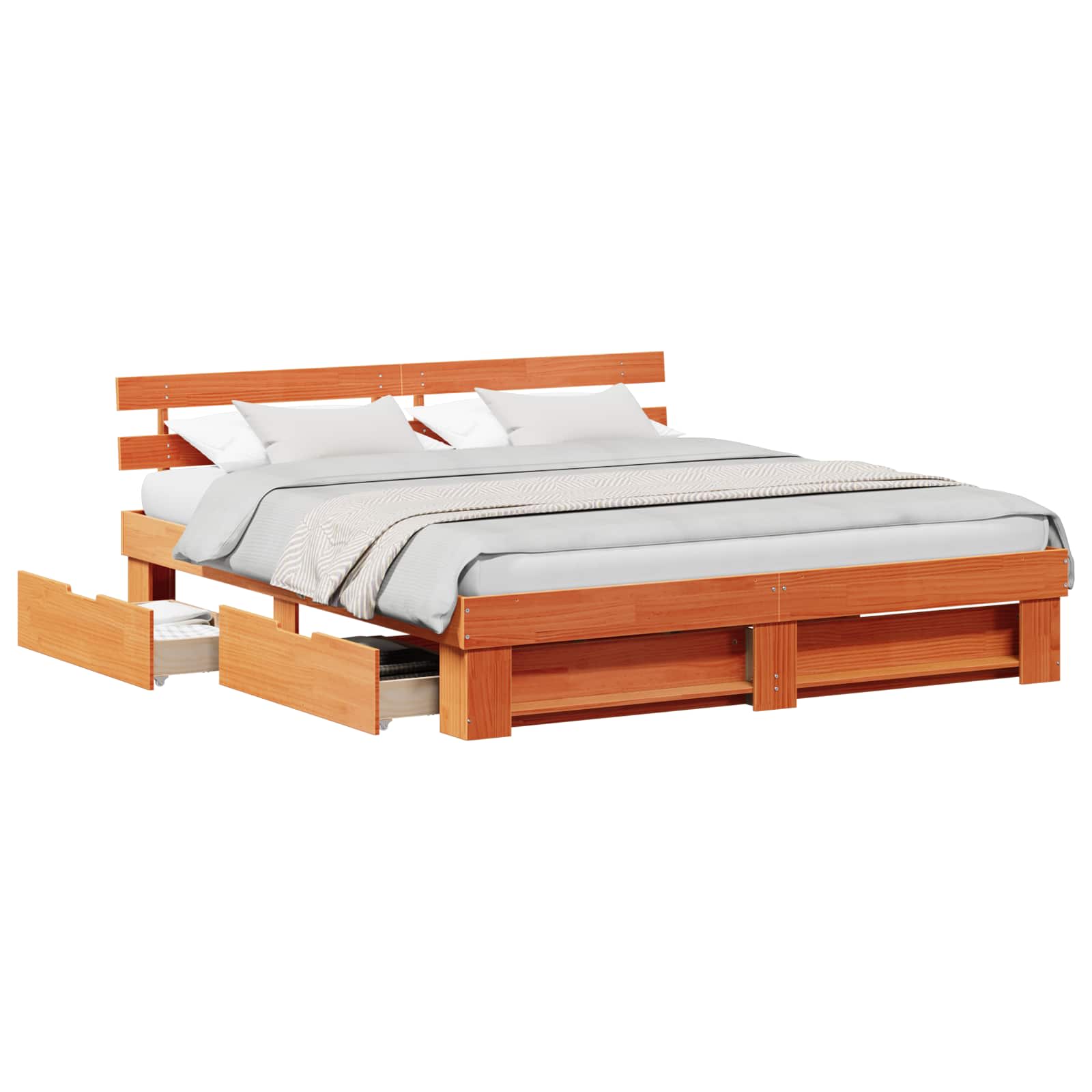 vidaXL Estructura de cama con cabecera con cajón Madera de pino macizo Cama Multitalla
