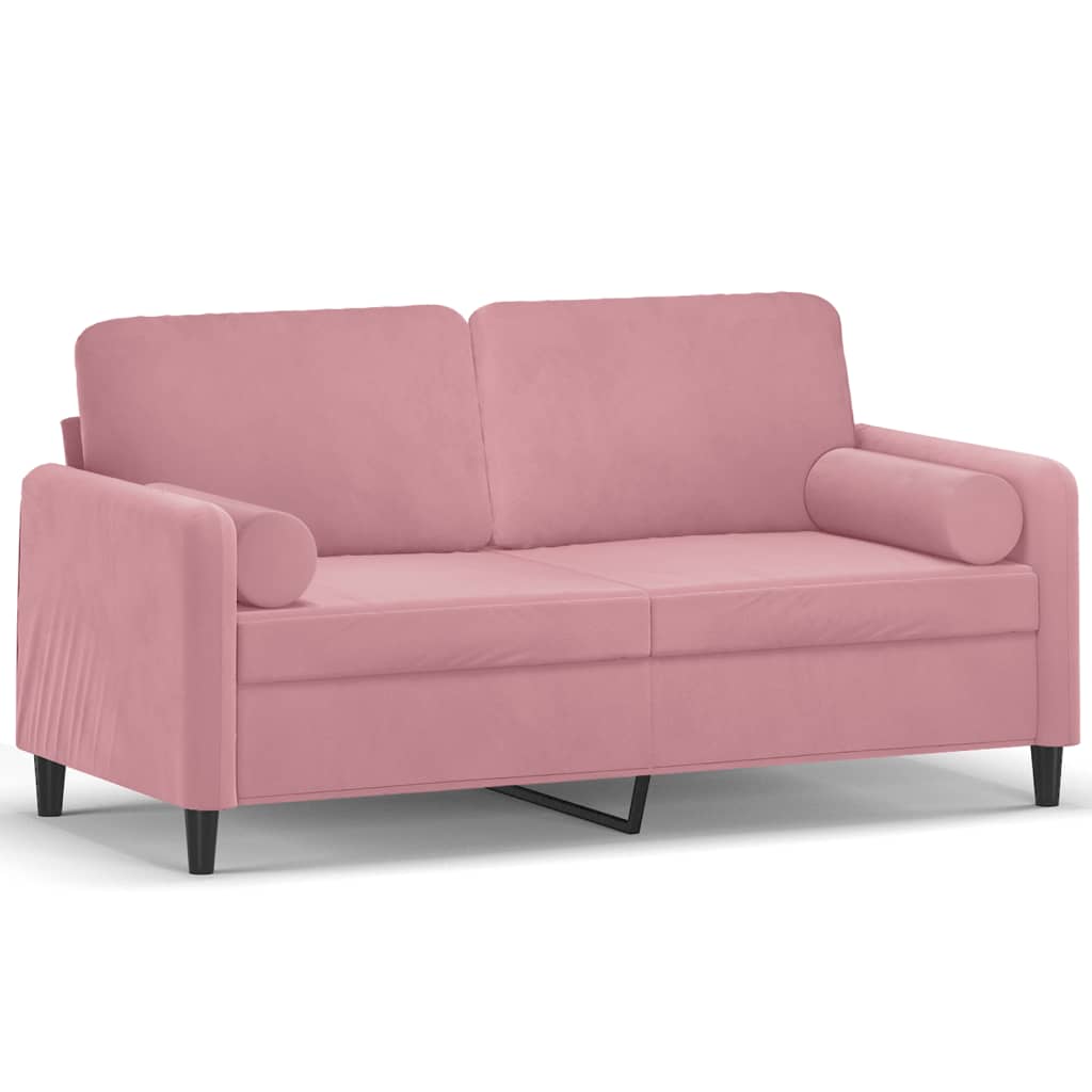 vidaXL Sofá de 2 plazas con cojines terciopelo rosa 140 cm