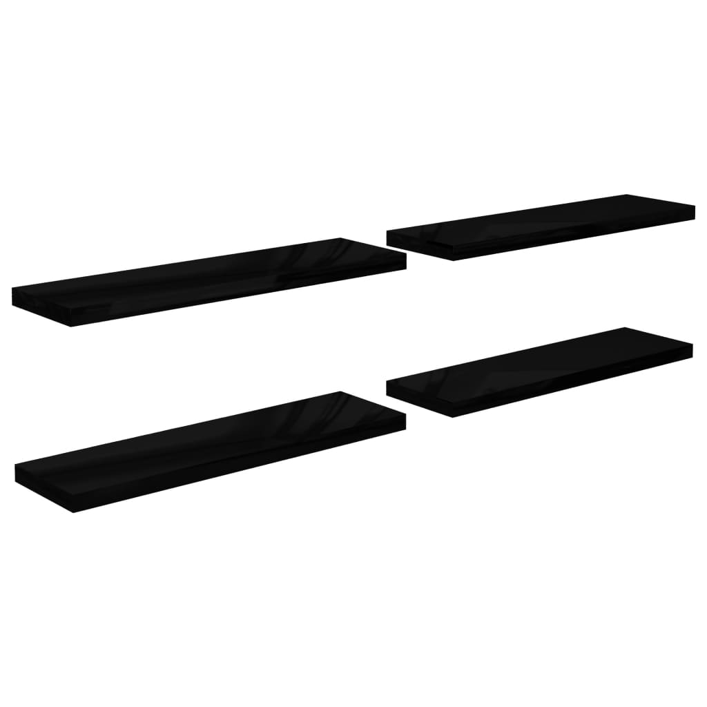 vidaXL Estantes flotantes pared 4 uds MDF 90x23,5x3,8 cm Blanco brillante, negro brillante, gris brillante Mueble Almacenaje Estantería para Oficina, Estudio, Dormitorio Estantería/Librería/ mueble de Almacenamiento