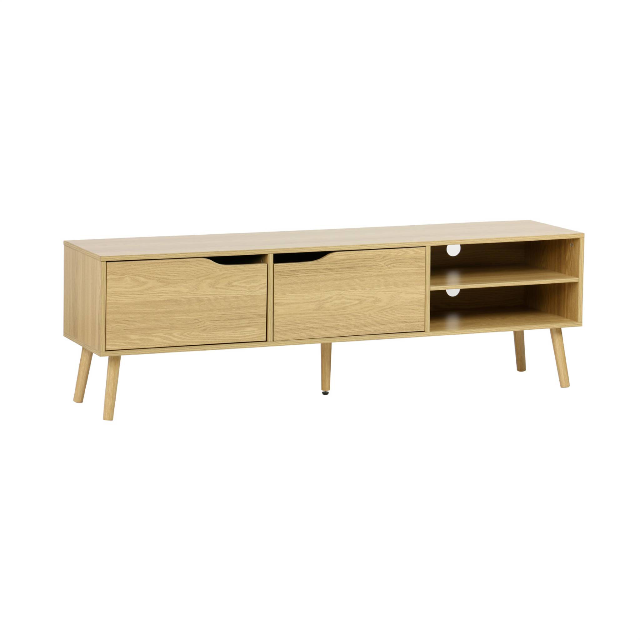 Mueble TV en acabado estilo nogal con 2 puertas, 160cm