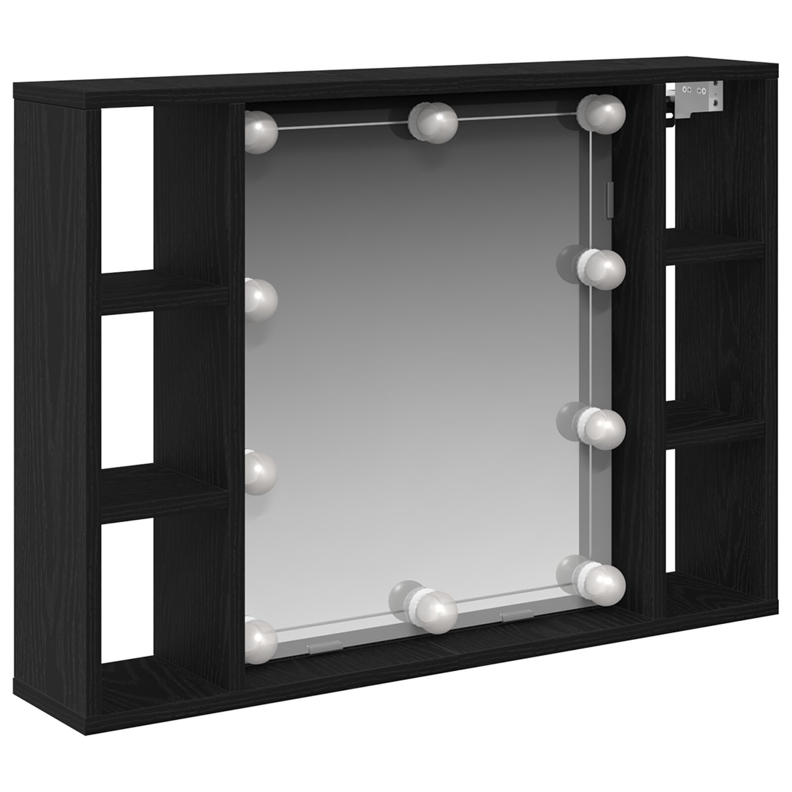 Espejo de LED vidaXL - Roble Negro - 76x15x55 cm - Hecho de Madera Elaborada