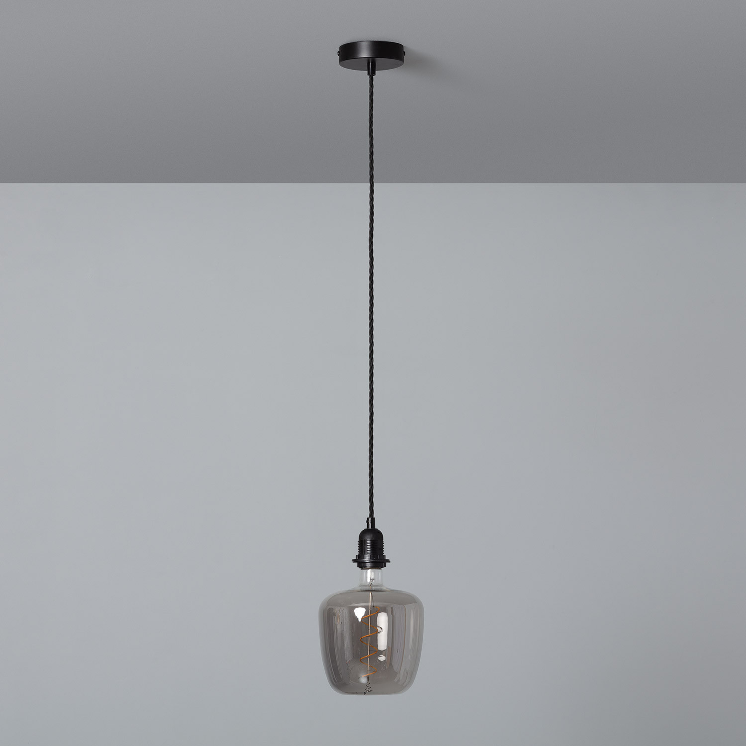 Ledkia Soporte con Portalámparas para Lámpara Colgante con Cable Textil Trenzado Negro