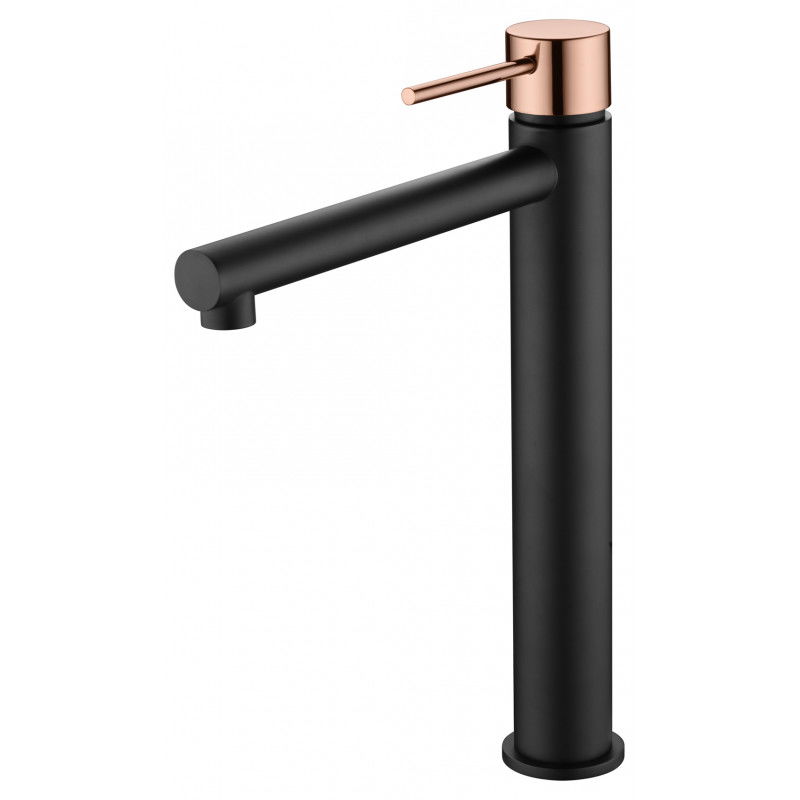Imex Milos BDYS045-3NOR Grifo monomando de lavabo caño alto latón negro mate oro rosa