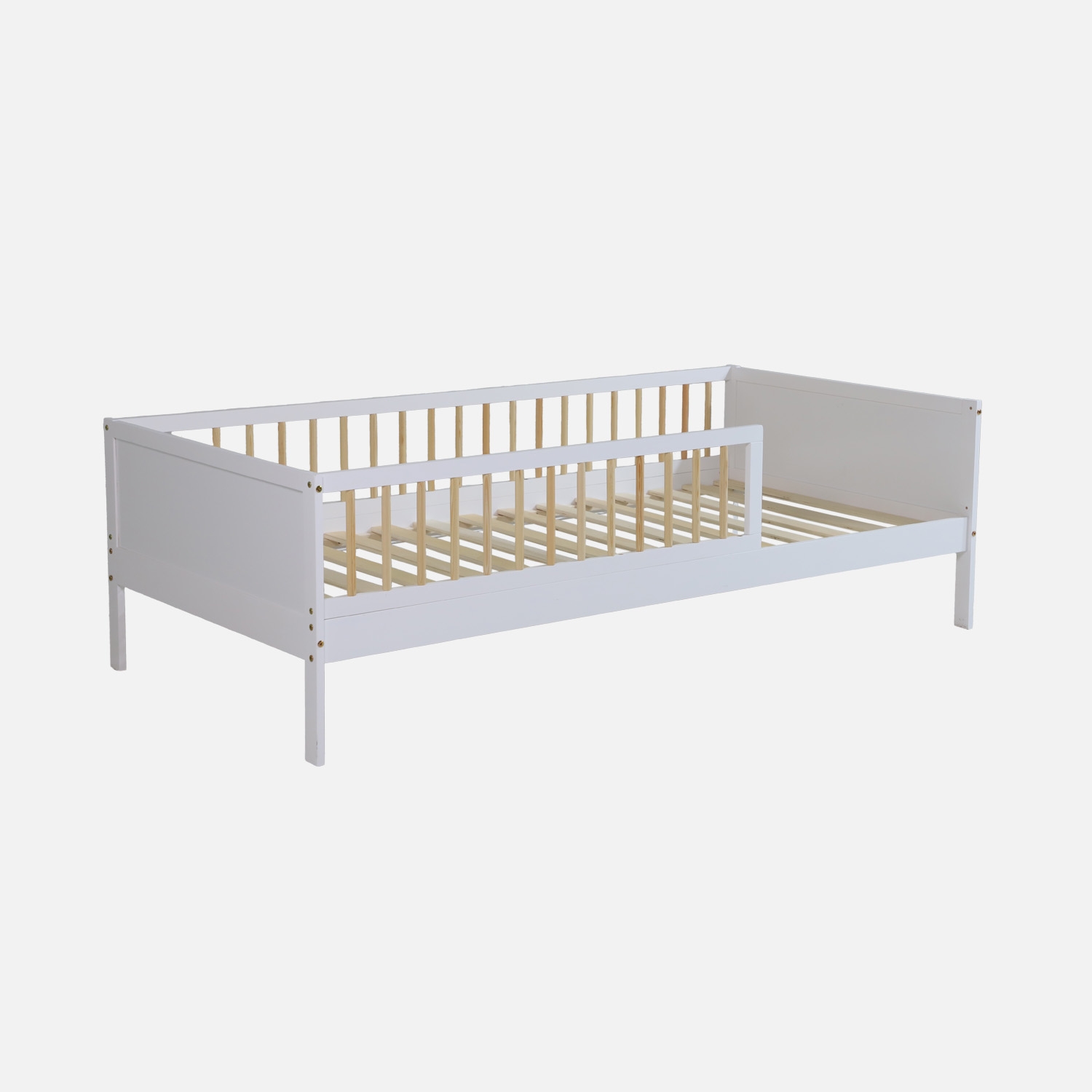 sweeek - Cama infantil pino natural con somier de láminas incluido, 90cm , Elio , 195x95x60