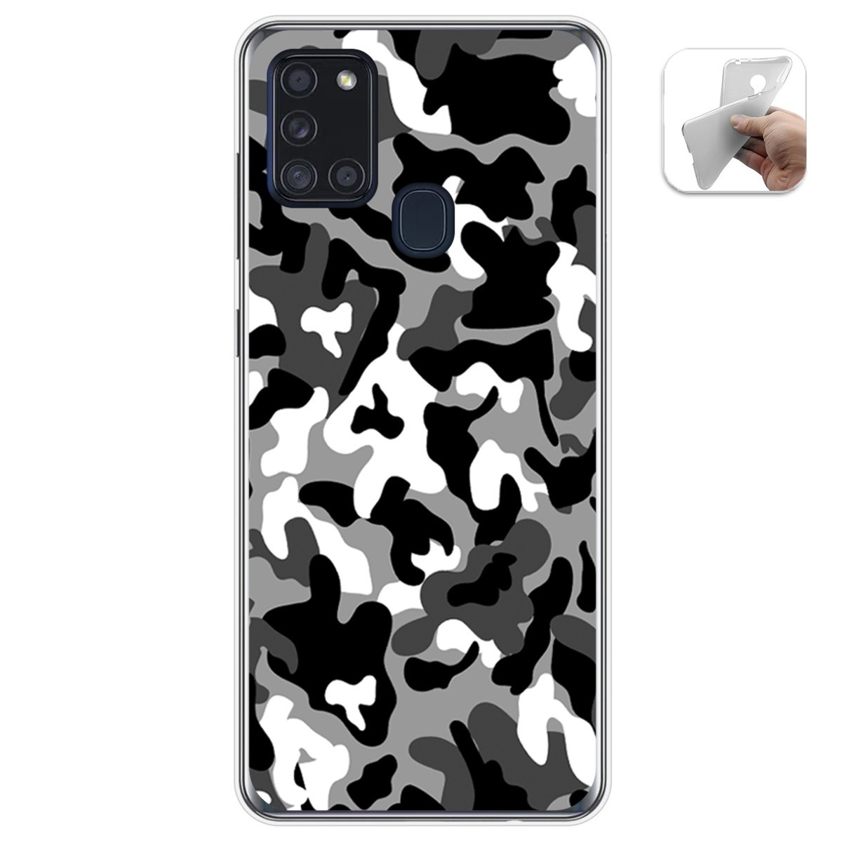 Tumundosmartphone Funda Gel Tpu para Samsung Galaxy A21s diseño Snow Camuflaje Dibujos