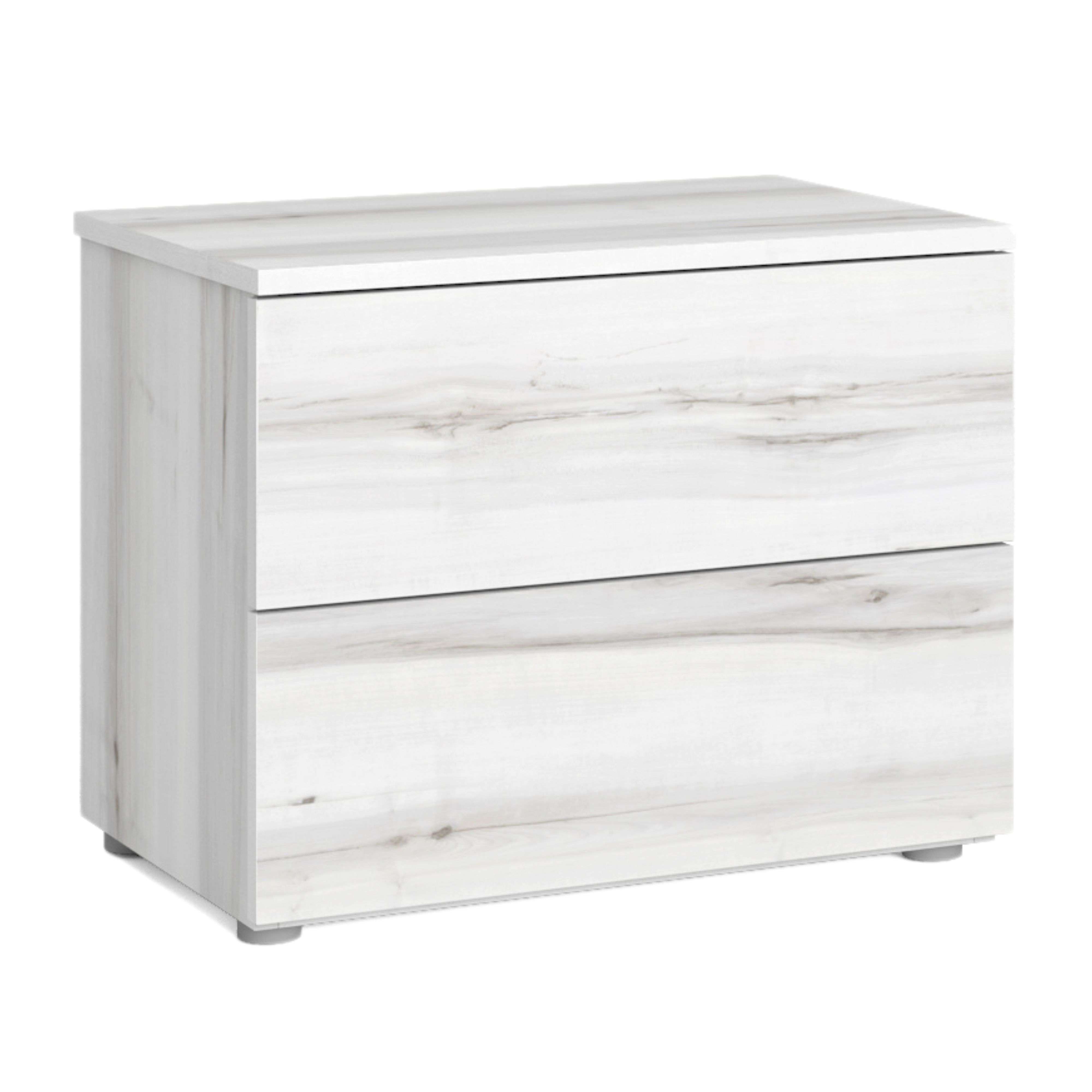 Miroytengo Mesita de Noche 2 cajones, Mesita Habitación Lyon Dormitorio 54x43x34 cm Blanco Albo