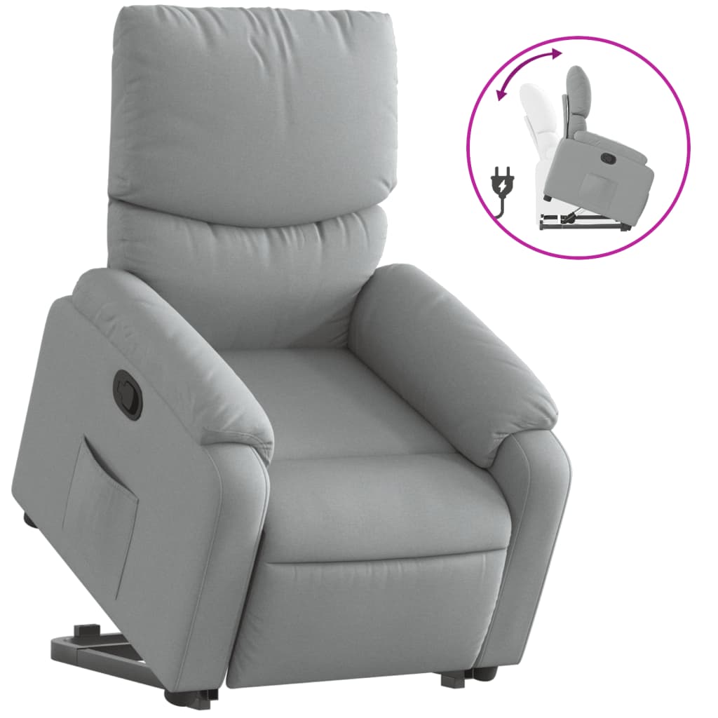 vidaXL Sillón reclinable elevable de tela gris claro