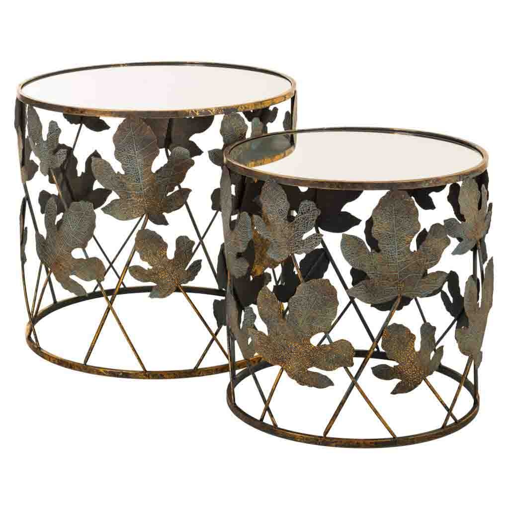WANDERLUST DECO Set de 2 Mesas Auxiliares de Metal 60x60x56h y 50x50x50h Cm - Diseño Moderno y Resistente